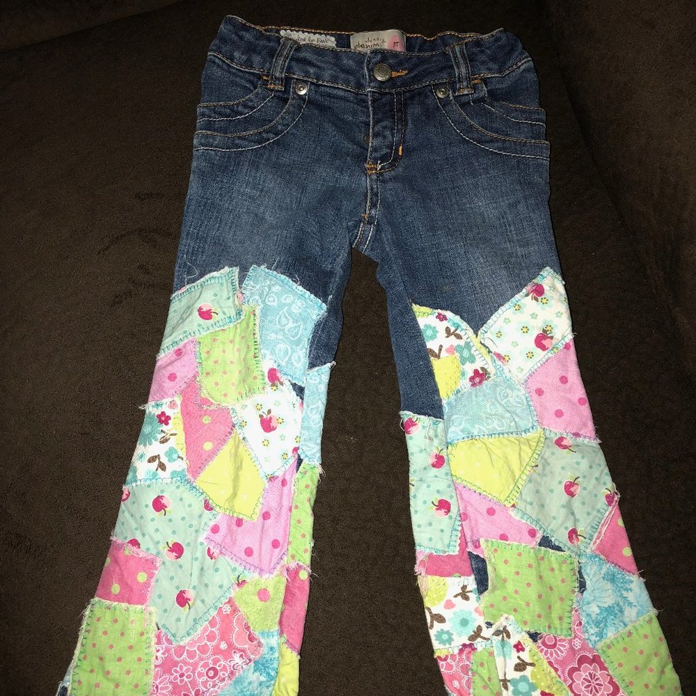 Decoupage/Patchwork jeans sz 3T toddler girls